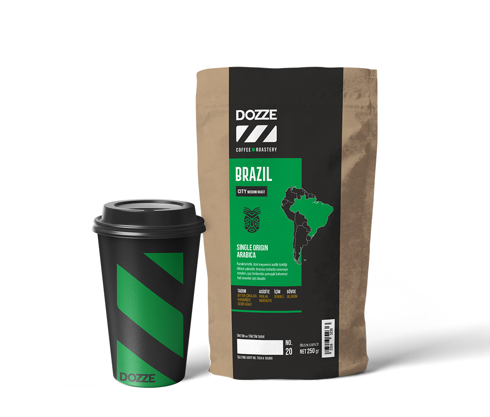 Brezilya single origin paket ve bardak uygulaması