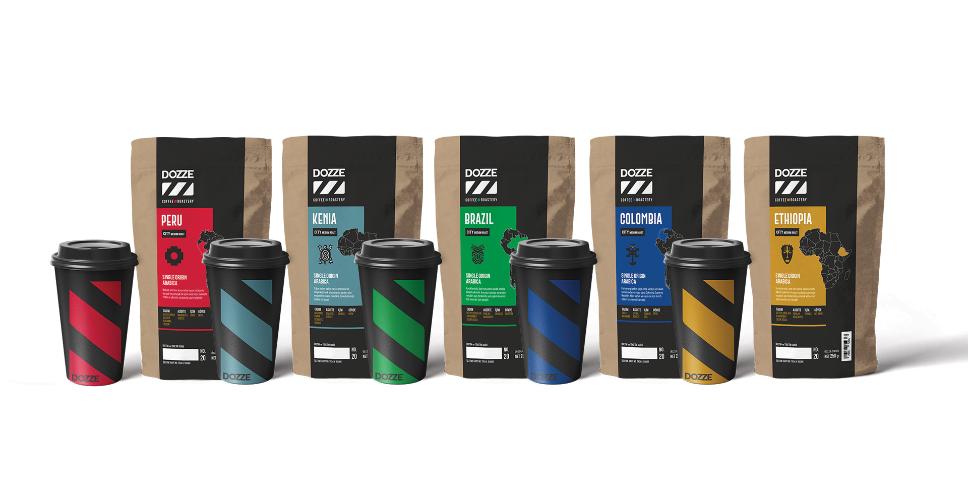 Dozze Coffee Roastery ambalaj ailesi