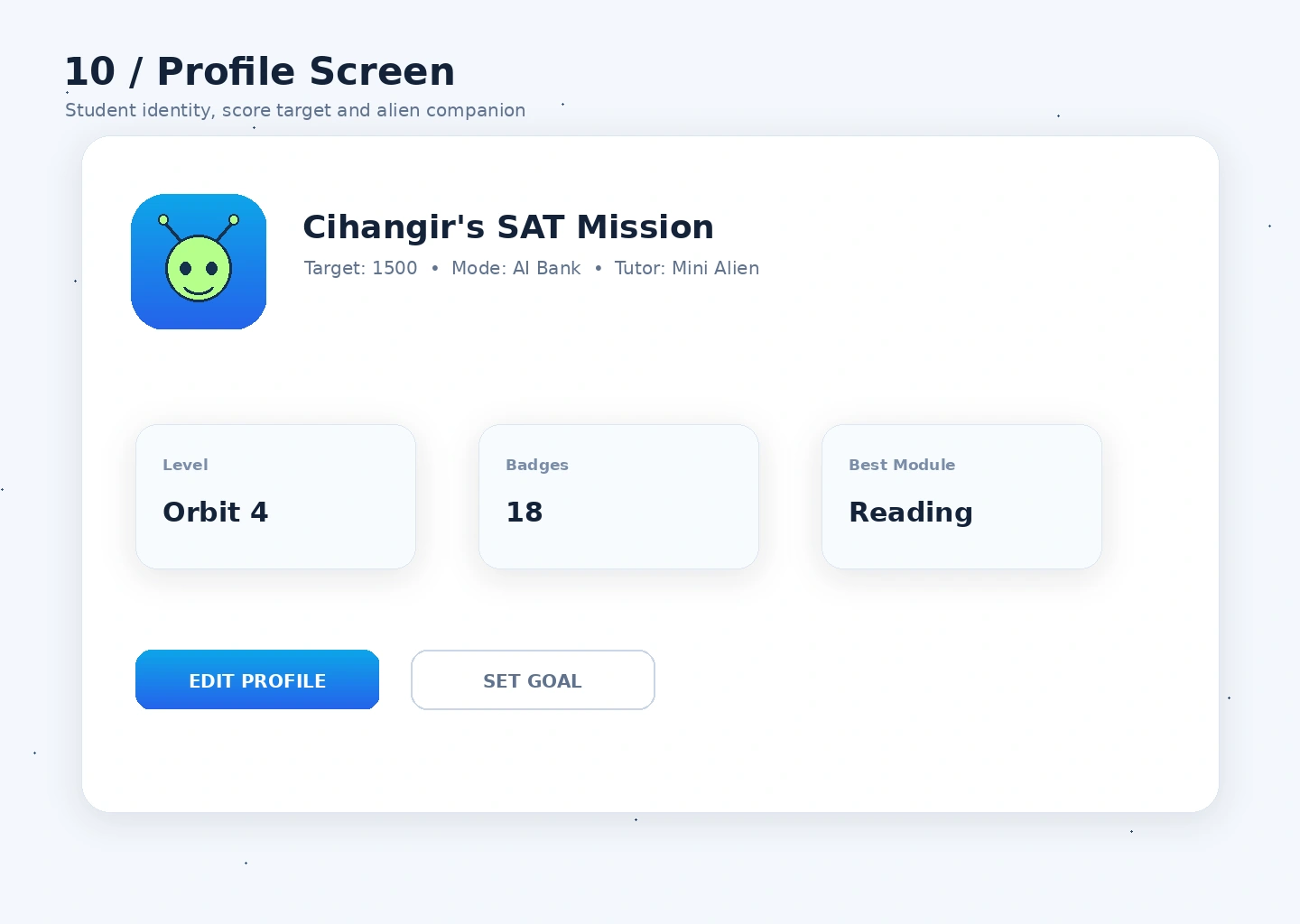 SATLift öğrenci profil ekranı